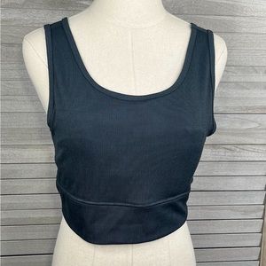 Sports Bra Black & Gray Thin Stripes-Large